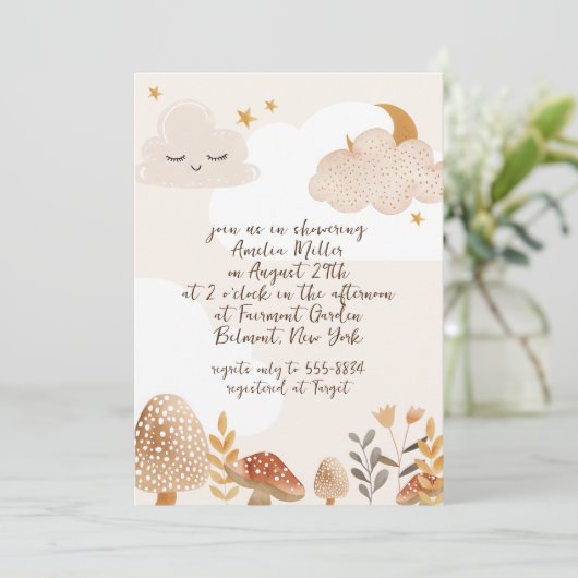 Whimsical Boho Celestial Woodland Baby shower Kaart (Staand voorkant)