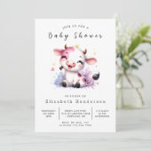 Whimsical Boho Chic Koe Baby shower Kaart (Staand voorkant)