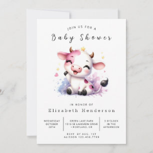 Whimsical Boho Chic Koe Baby shower Kaart