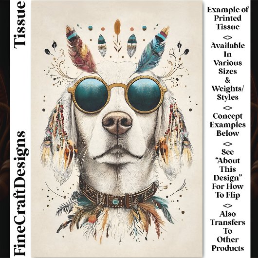 Whimsical Boho Chic Labrador Hond CK8 Decoupage Tissuepapier