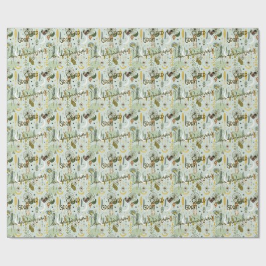 Whimsical Boho Chic met aards groen en goud Cadeaupapier (Vlak)