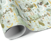 Whimsical Boho Chic met aards groen en goud Cadeaupapier (Rol Hoek)