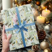 Whimsical Boho Chic met aards groen en goud Cadeaupapier