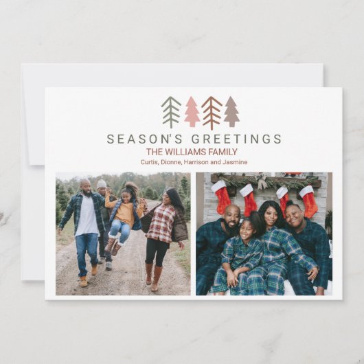 Whimsical Boho Custom Twee Foto Kerstmis Feestdagenkaart (Voorkant)