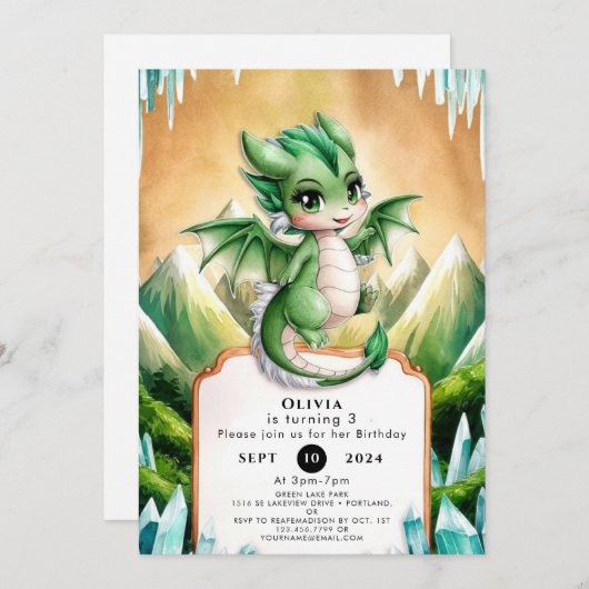 Whimsical Boho Dragon Verjaardag Kaart (Voorkant / Achterkant)