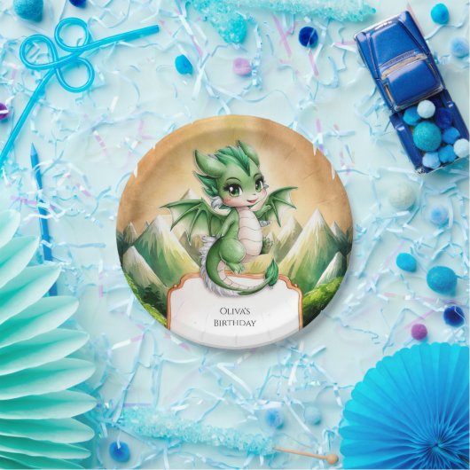 Whimsical Boho Dragon Verjaardag Papieren Bordje (Feest)