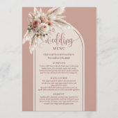 Whimsical Boho Dusty Pink Pampas Floral Wedding Menu (Voorkant)