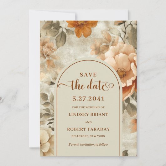 Whimsical Boho Earthy Ivory Olive Save The Date Kaart (Voorkant)