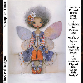 Whimsical Boho Fairy with Afro Hair EQ1L Decoupage Tissuepapier