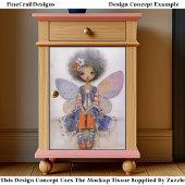 Whimsical Boho Fairy with Afro Hair EQ1L Decoupage Tissuepapier