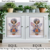 Whimsical Boho Fairy with Afro Hair EQ1L Decoupage Tissuepapier