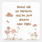 Whimsical Boho Flamingo Monogrammed | Vierkante Sticker (Voorkant)