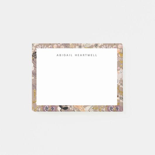 Whimsical Boho Floral Pattern Voeg Jouw naam toe Post-it® Notes (Voorkant)