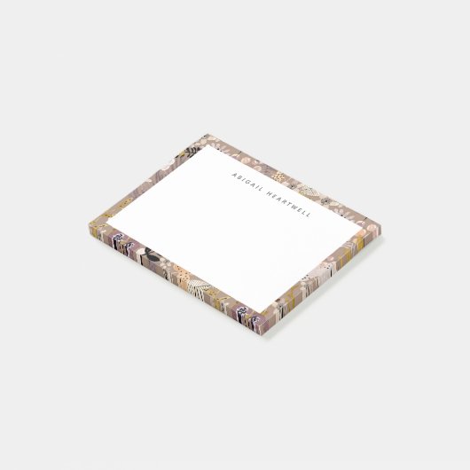 Whimsical Boho Floral Pattern Voeg Jouw naam toe Post-it® Notes (Schuin)