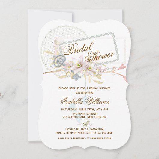 Whimsical Boho Floral Pearl Wreath Vrijgezellenfee Kaart (Voorkant)