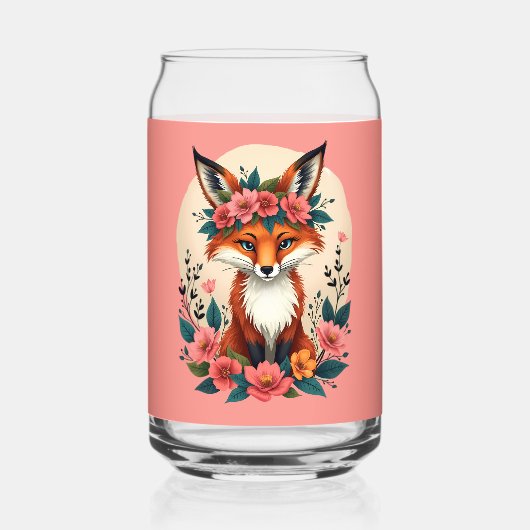 Whimsical Boho Fox met Floral Crown Woodland Blikvorm Glas (Voorkant)