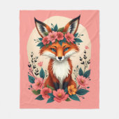 Whimsical Boho Fox met Floral Crown Woodland Fleece Deken (Voorkant)