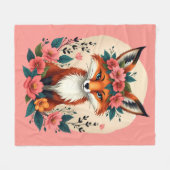 Whimsical Boho Fox met Floral Crown Woodland Fleece Deken (Voorkant (Horizontaal))