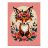 Whimsical Boho Fox met Floral Crown Woodland Perfect Poster (Voorkant)
