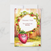 Whimsical Boho fruit aardbei verjaardag Bedankkaart (Voorkant)