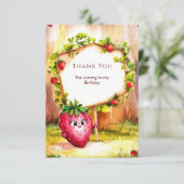 Whimsical Boho fruit aardbei verjaardag Bedankkaart (Staand voorkant)