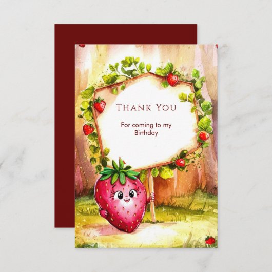 Whimsical Boho fruit aardbei verjaardag Bedankkaart (Voorkant / Achterkant)