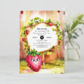 Whimsical Boho fruit aardbei verjaardag Kaart (Staand voorkant)