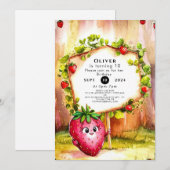 Whimsical Boho fruit aardbei verjaardag Kaart (Voorkant / Achterkant)