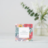 Whimsical Boho geschilderd Floral Oorbel Display K Vierkante Visitekaartje (Staand voorkant)