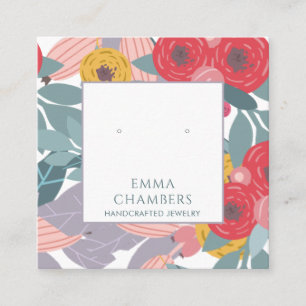 Whimsical Boho geschilderd Floral Oorbel Display K Vierkante Visitekaartje