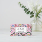 Whimsical Boho geschilderd Wildbloemen Bloemenroze Visitekaartje (Staand voorkant)