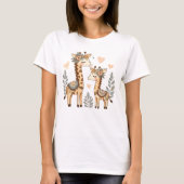 Whimsical Boho Giraffe Familie met Bloemen T-shirt (Voorkant)