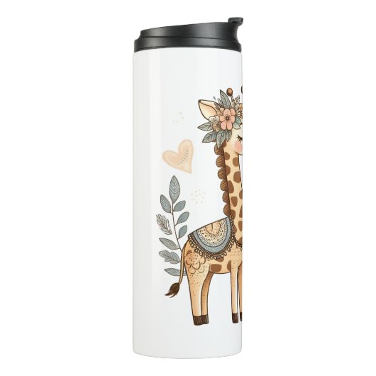 Whimsical Boho Giraffe Family Thermosbeker (Gedraaid links)