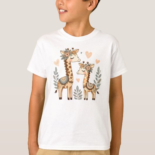 Whimsical Boho Giraffe T-shirt (Voorkant)