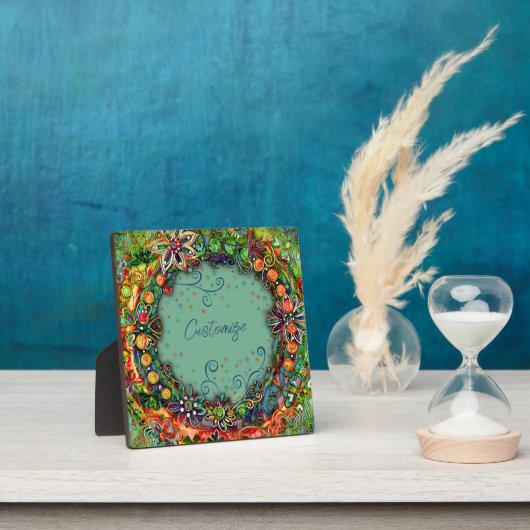 Whimsical Boho Green Fun Bloemen Gepersonaliseerd Fotoplaat (Insitu)
