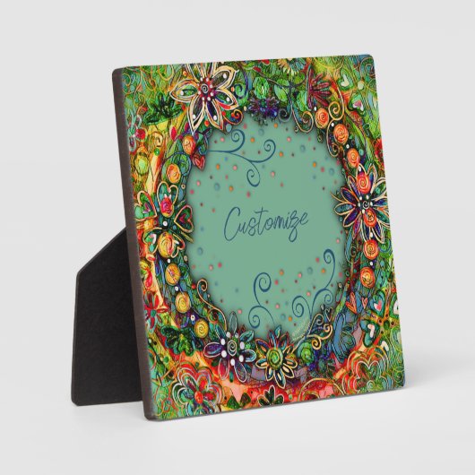 Whimsical Boho Green Fun Bloemen Gepersonaliseerd Fotoplaat (Voorkant)