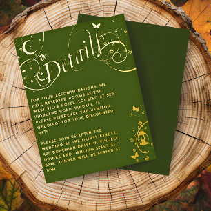 Whimsical Boho Green Gold Foil Wedding Detail Kaar Folie Uitnodiging Briefkaart