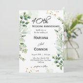 Whimsical Boho Groene Huwelijksjubileum Kaart (Staand voorkant)