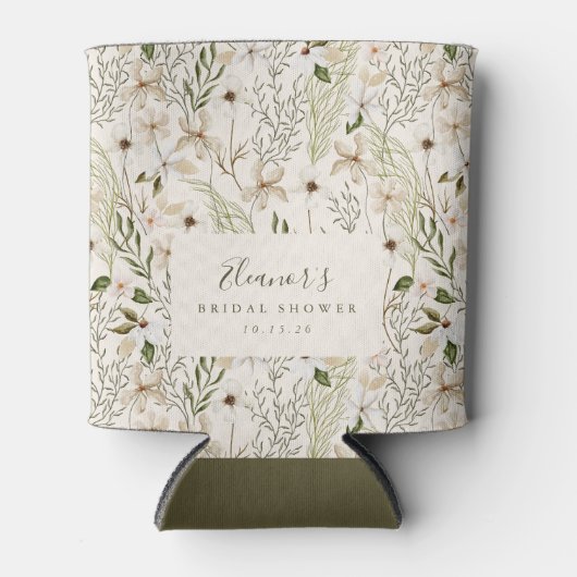 Whimsical Boho Groene Loof Bruidsdouche Blikjeskoeler (Voorkant)