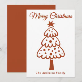 Whimsical Boho Hand getrokken kerstboom Feestdagenkaart