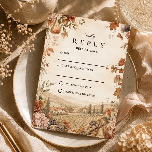 Whimsical Boho Herfst Bruiloft RSVP Kaartje