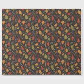 Whimsical Boho Herfstbladeren op Zwart Cadeaupapier (Vlak)