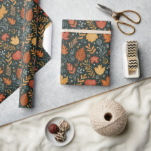 Whimsical Boho Herfstbladeren op Zwart
