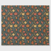Whimsical Boho Herfstbladeren op Zwart Cadeaupapier (Vlak)