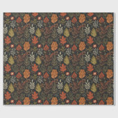 Whimsical Boho Herfstbladeren op Zwart Cadeaupapier (Vlak)