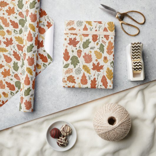 Whimsical Boho Herfstbladeren Watercolor Cadeaupapier (Crafts)