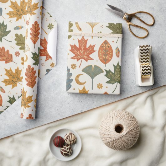 Whimsical Boho Herfstbladeren Watercolor Cadeaupapier (Crafts)