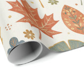Whimsical Boho Herfstbladeren Watercolor Cadeaupapier (Rol Hoek)