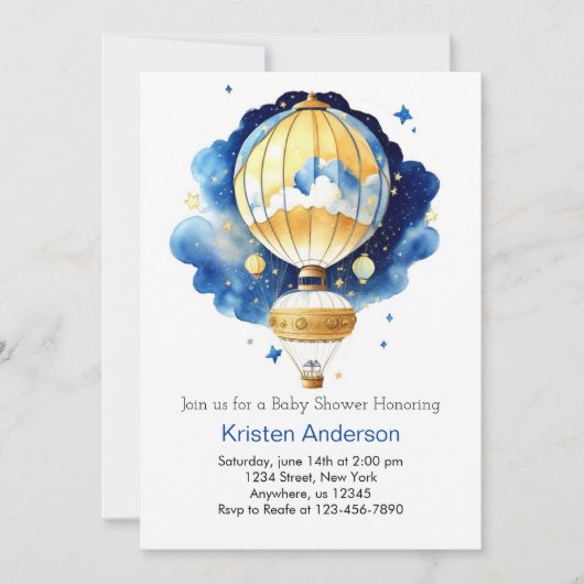 Whimsical Boho heteluchtballon Boy Baby shower Kaart (Voorkant)