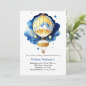 Whimsical Boho heteluchtballon Boy Baby shower Kaart (Staand voorkant)